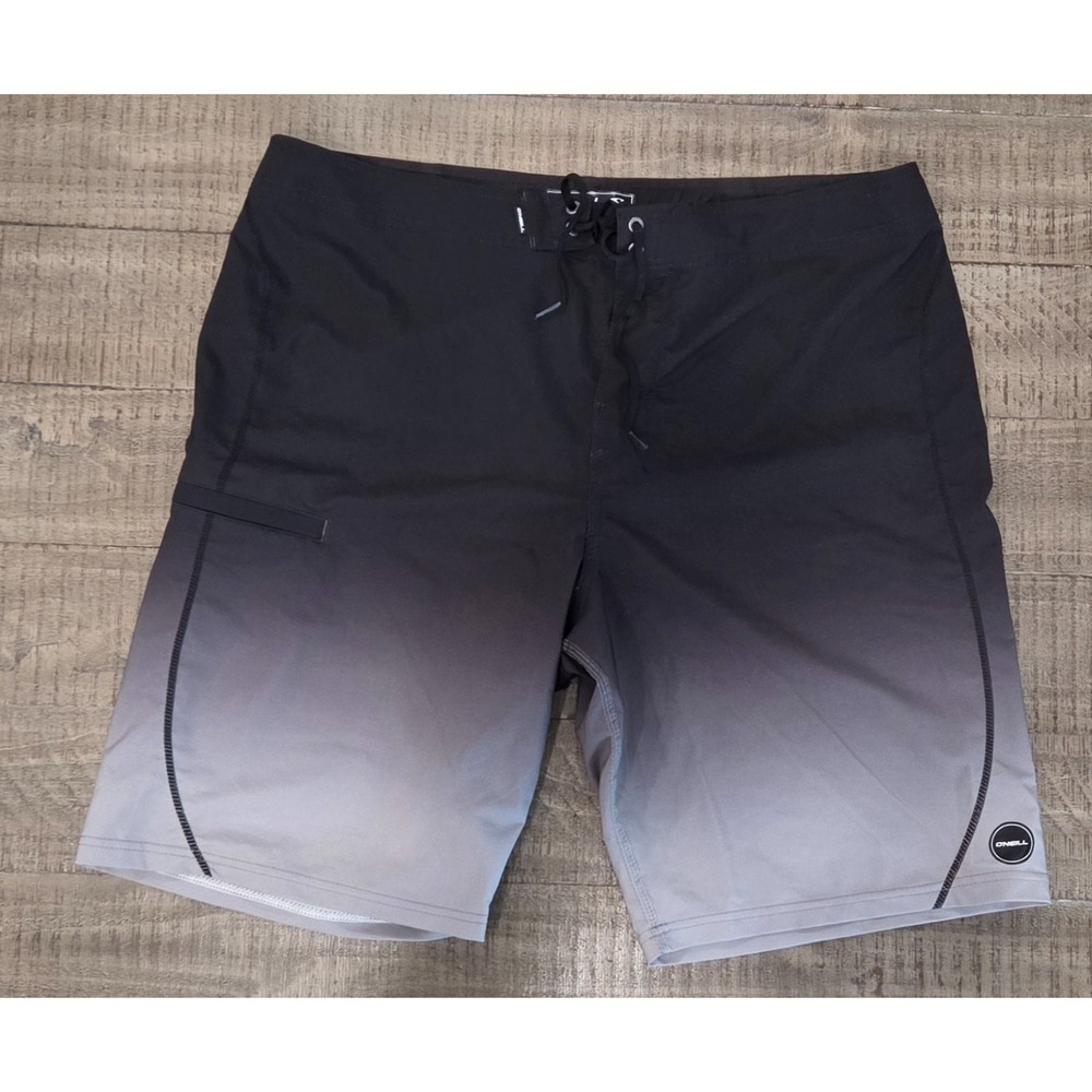 Mens O'Neill Hyperfreak Black & Gray Board Shorts Size 38